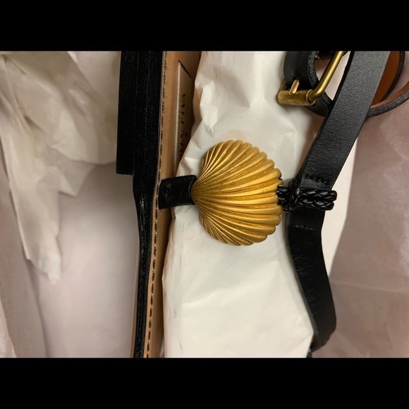 Valentino Black Leather Sea Element Sandals 40/10 - Picture 11 of 14